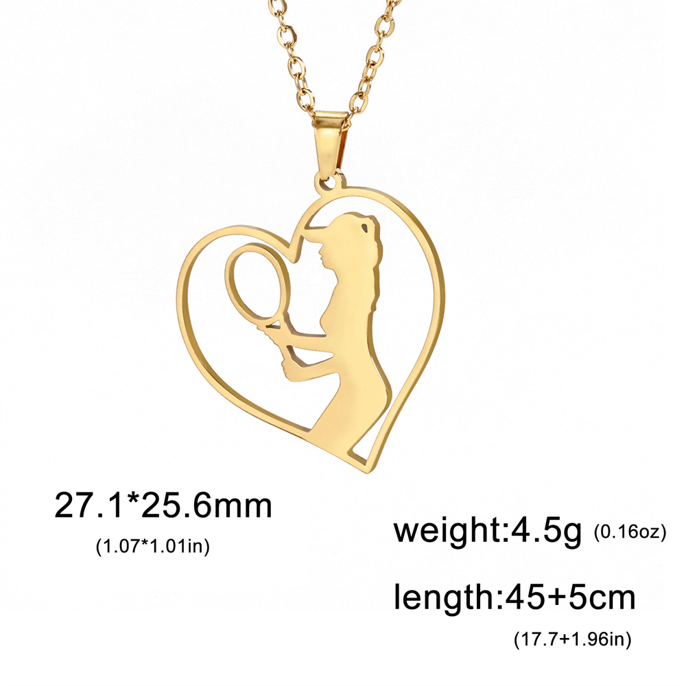 EUEAVAN-collares con colgante redondo para gimnasia rítmica, bailarina, para mujeres y niñas, collar de Yoga para gimnasta de acero inoxidable, joyería deportiva: COLOR ORO ROSADO