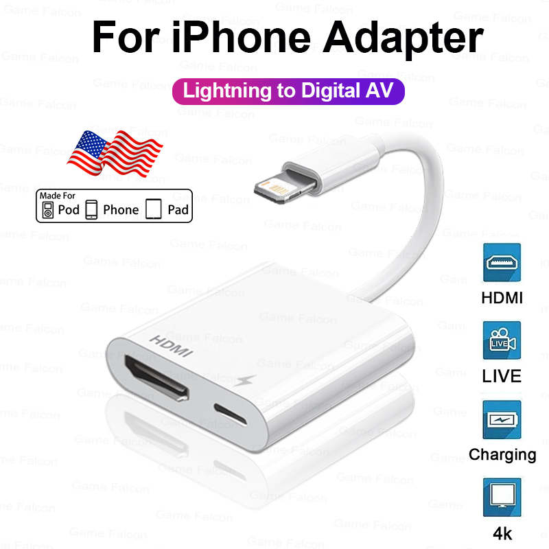 Lightning to HDMI Digtial AV Adapter For iPhone 14 Pro Max 13 12 11 iPad Audio Sync Screen Connector HD TV Monitor No Power Need