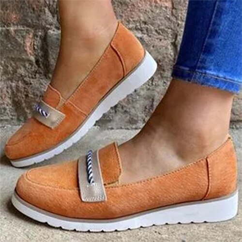 Dames loafers dames platform platte dames casual instappers dames effen ondiepe dames herfst schoenen: Oranje / 6