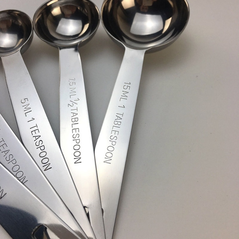 5 PCS Stainless Steel Measuring Scoop Spoon Set with Scale Value for Cooking Baking 1.25ml 2.5ml 5ml 7.5 ml 15ml