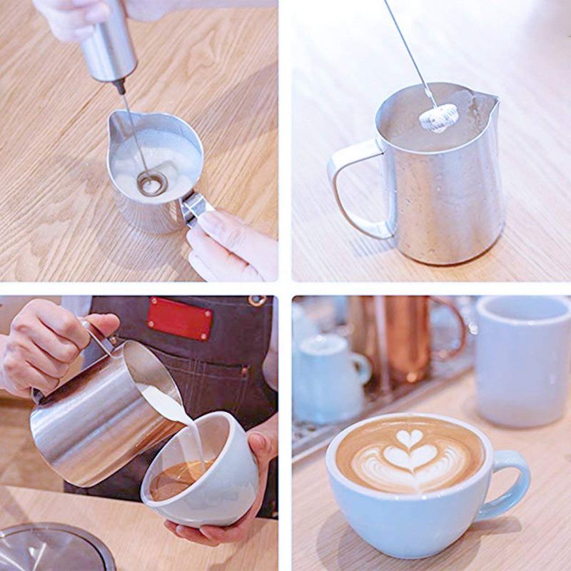 ABRA-Milk Frother, Handheld Electric Portable Foamer And Drink Mixer, Battery Powered And Stainless Steel With High Torque Motor