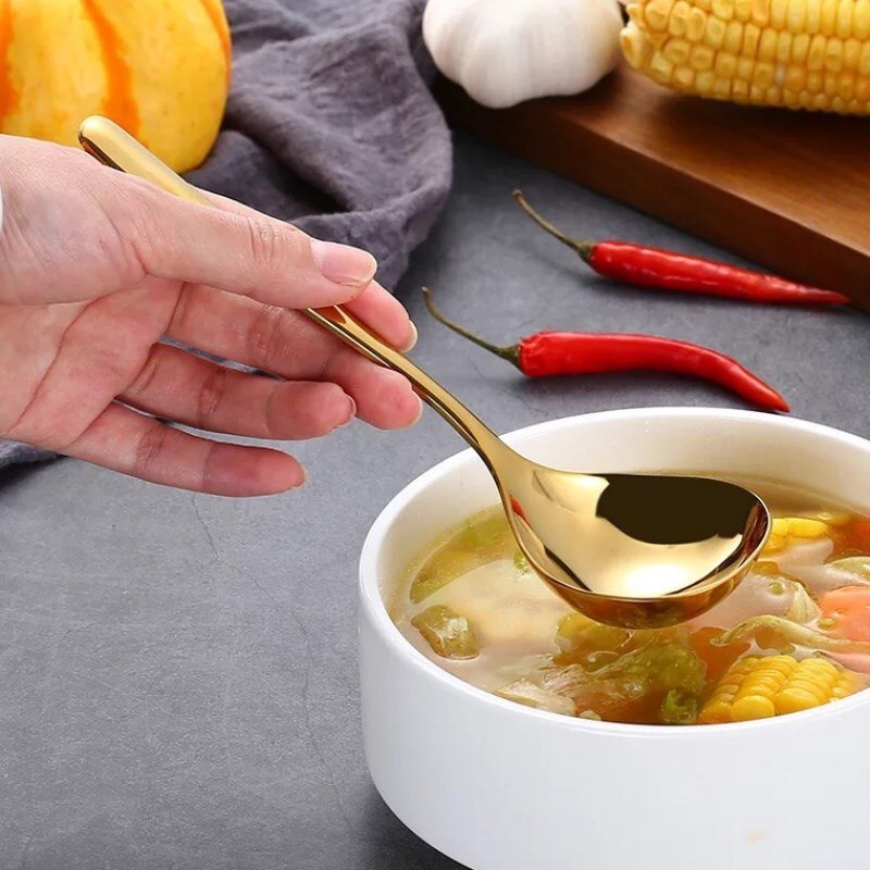304 colher de aço inoxidável byddhism sopa molho longo lidar com metal talheres colheres grande casa para utensílios domésticos cozinha louça