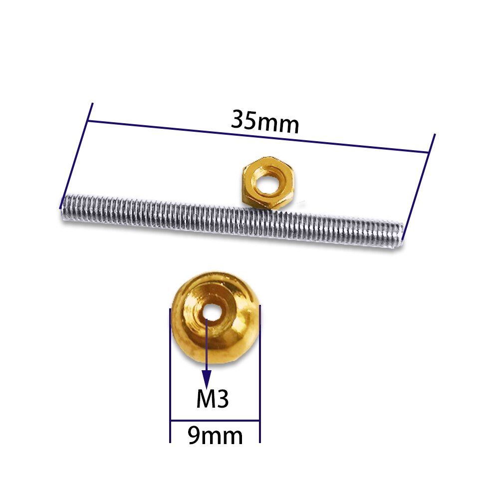 5 uds oro M3 rosca interior tuerca Calvo tuerca de conexión longitud 35mm tornillo hueco de tuerca de tubo accesorios de iluminación