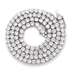 Collier en cuivre glacé de 4mm 5mm 6mm de largeur, chaîne de Tennis en Zircon cubique, couleur Rose or argent, , directe: 50cm / green / PLAQUÉ ARGENT
