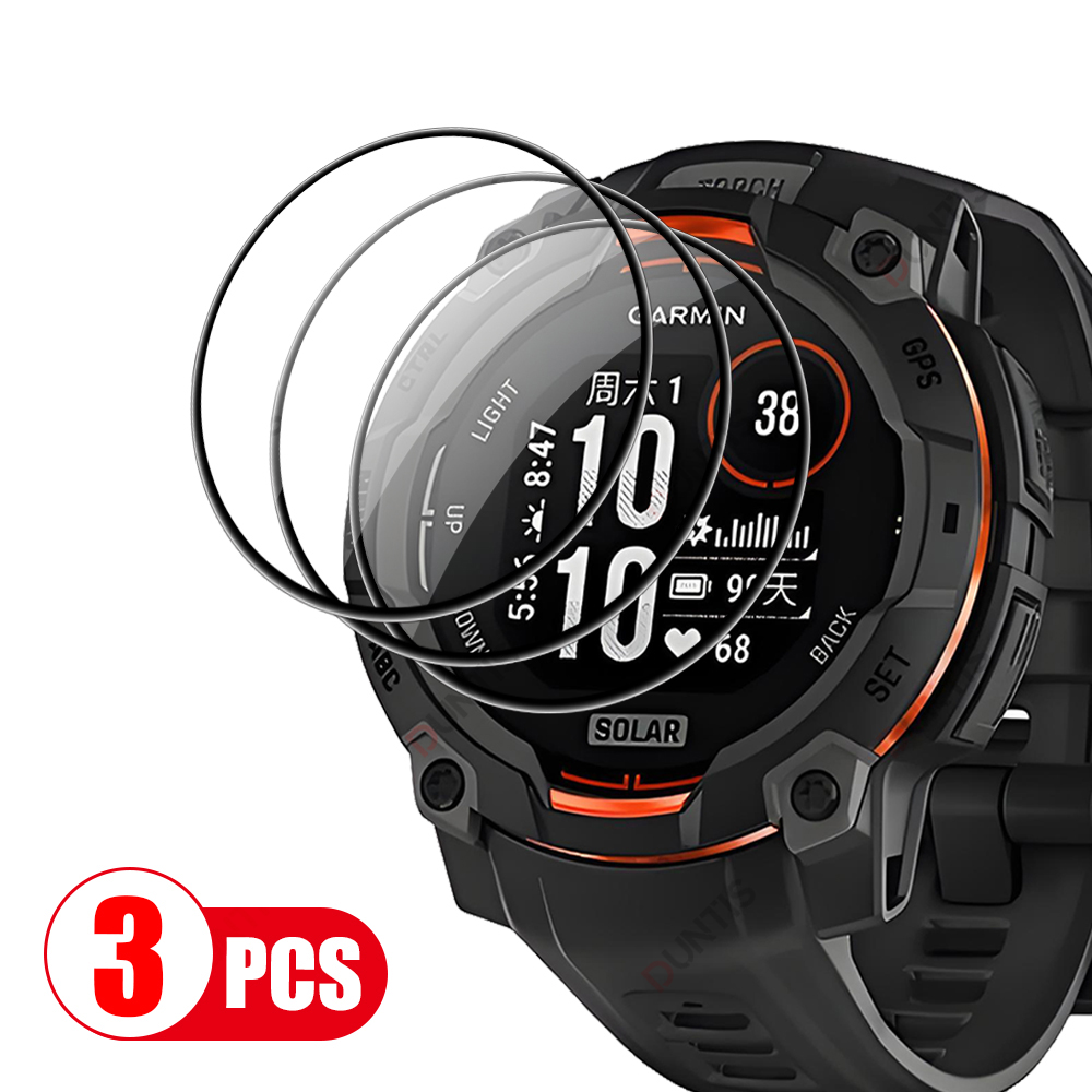 Screenprotector voor Garmin Instinct 3 AMOLED & SOLAR 50 mm 45 mm 3D gebogen schermbeschermer Ultra-HD beschermfolieaccessoires: XS / Oranje