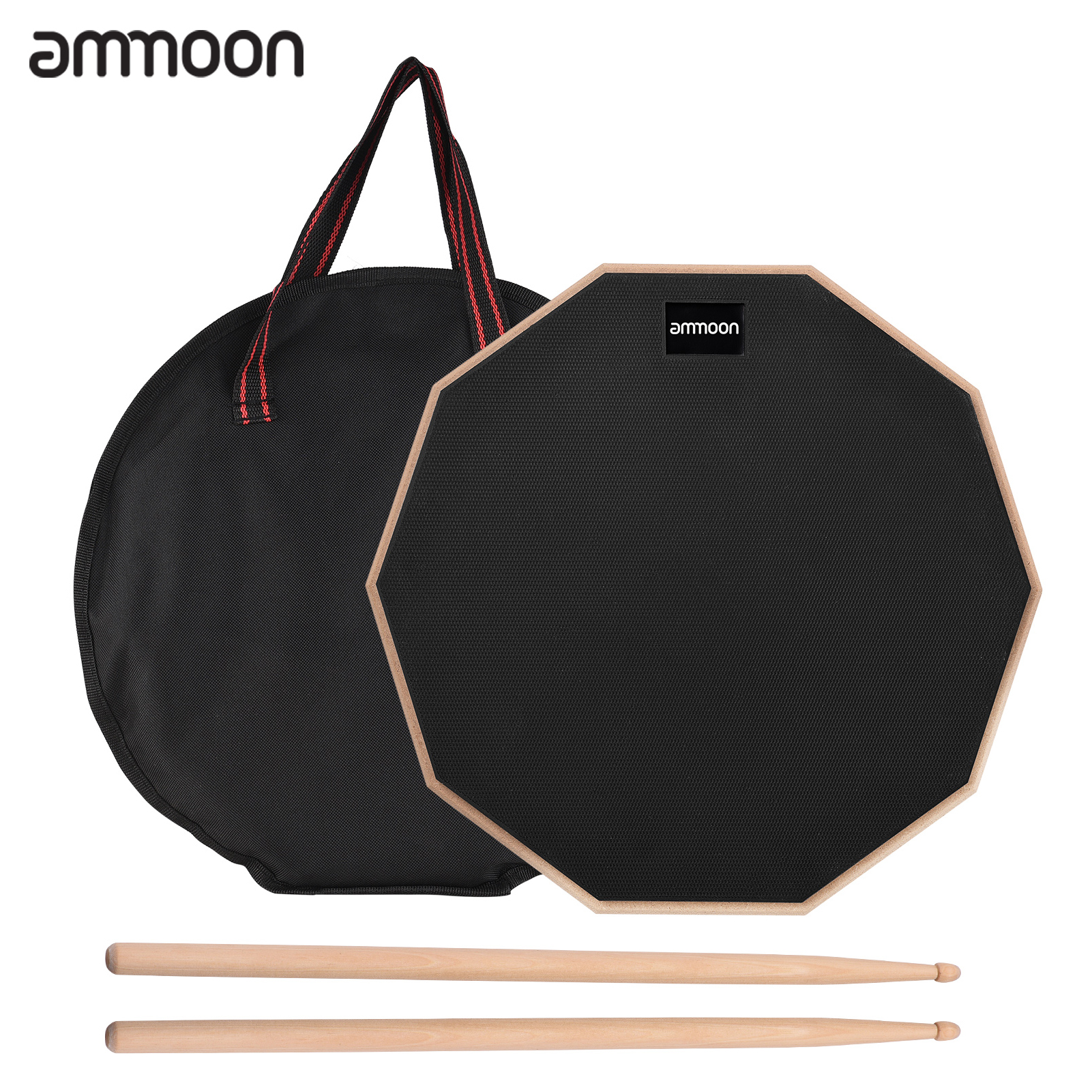 12 Inch Drum Practice Pad Mute Drum Pad &amp; Drum Stok Draagtas Voor Studenten Beginners Slaginstrumenten Drum Accessoires: Black