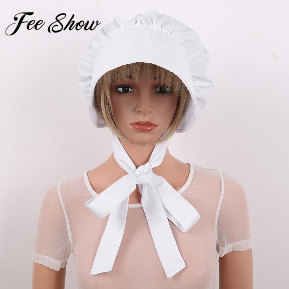 Womens Polyester Pilgrim Victorian Bonnet Oversized Hat Mob Cap Colonial Party Costume Accessory For Thanksgiving Halloween