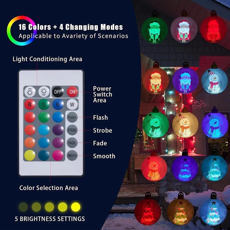 Świąteczny balon PVC z podświetleniem doprowadziło, przezroczysty, dwuwarstwowy, nadmuchiwany, świąteczny ornament robić dekoracji ogrodu, na imprezy i wystawy.