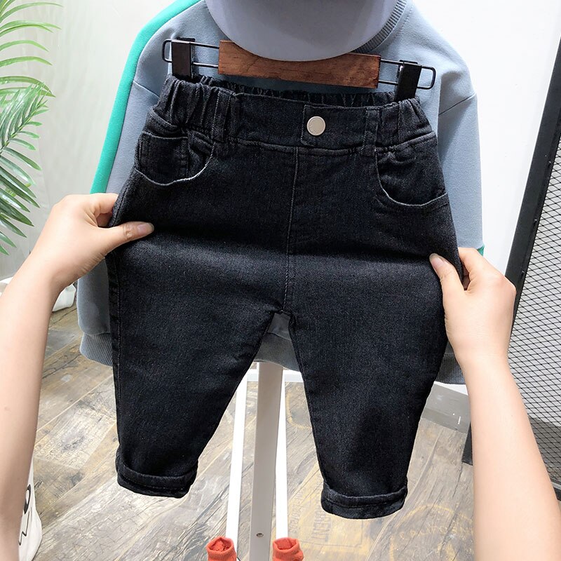 Pantalones vaqueros para niño y niña, pantalones largos gruesos de terciopelo para invierno, pantalones elásticos para niña de 2 a 6 años, pantalones gruesos de terciopelo