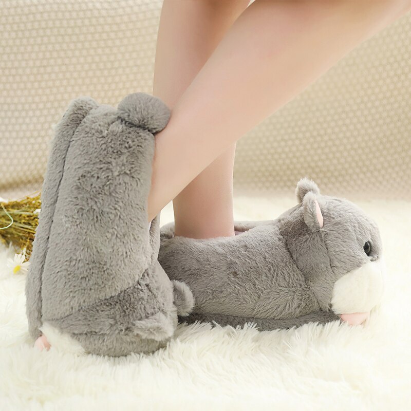 Millffy nette warme Hamster Slipper rosa braun grau Hause Boden Weichen Ebene Hausschuhe Weibliche Slipper Mädchen Winter Warme Schuhe