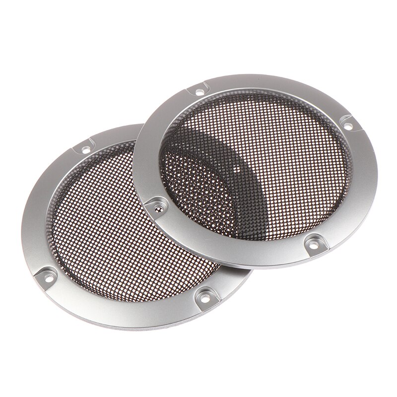 2PCS Speaker Net Cover High-grade Gold Silver Mesh Enclosure Plastic Frame Protective Grille Circle Speaker Accessories 3INCH: Silver