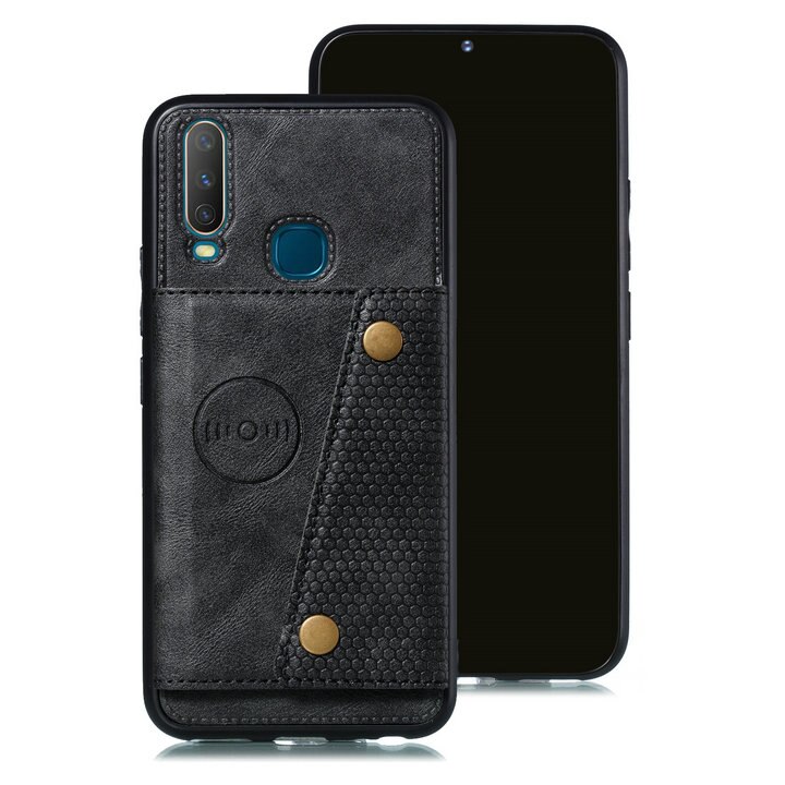 Honor 9C Honor 9 C Flip Case Leather Card Slot Back Shell for Huawei Honor 9C Case 360 Protection TPU Bumper Hono C9 Shockproof: Black