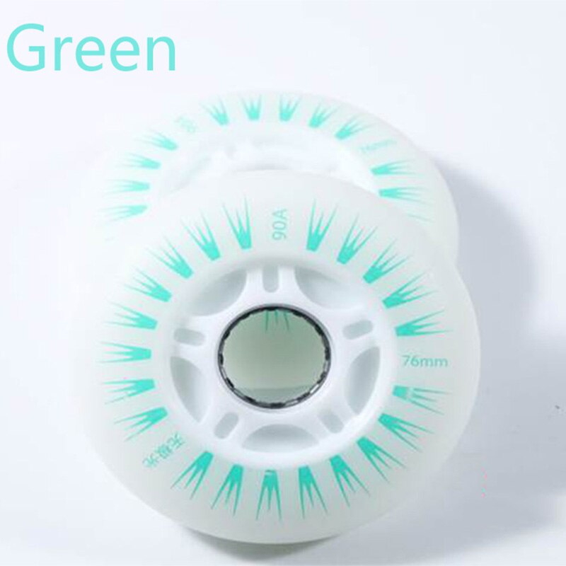8 stk/sett aurora flash rulleskøyter lysende hjul for inline skate trening pu brems flatt blomsterhjul lysende 72mm 76mm 80mm: 8 stk grønn 76mm