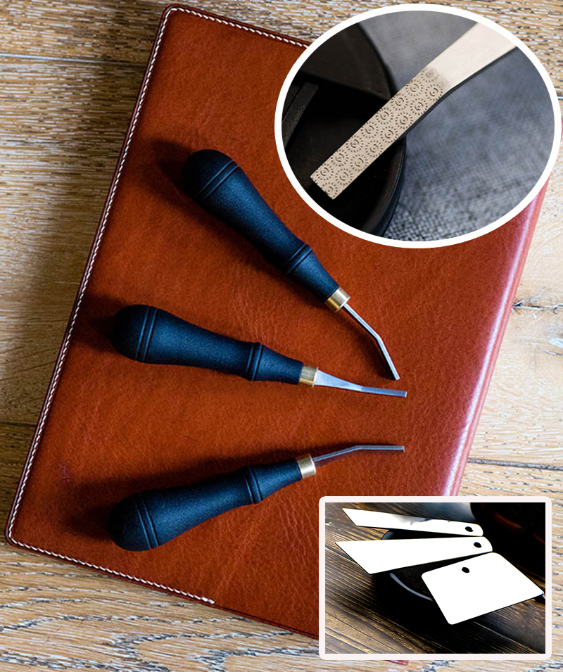 Pro detail rougher file tool and stainless steel spatula for leather craft
