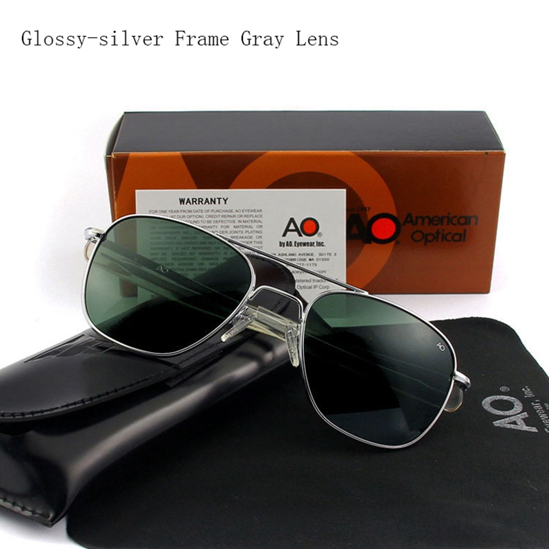 Pilot AO Sunglasses Men Brand AGX Tempered Glass Lens Sun Glasses Male: WHITE / WHITE