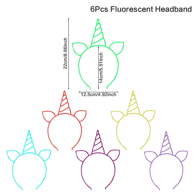 Aro de pelo fluorescente, diadema de plástico que brilla en la oscuridad, suministros para fiestas, fotomatón para decoración de cumpleaños, boda, Baby Shower, 6 uds.: Amarillo fluorescente