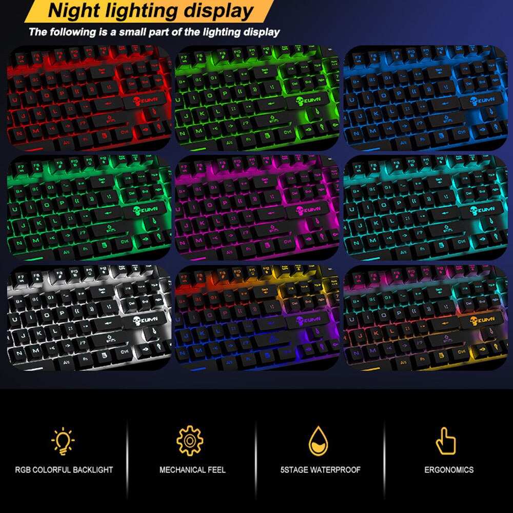 Gaming Keyboard Mouse Wired Combo Kit 104 Key With RGB Backlight Mechanical Feeling Keyboard Gamer Ergonomic Mause For PC Laptop
