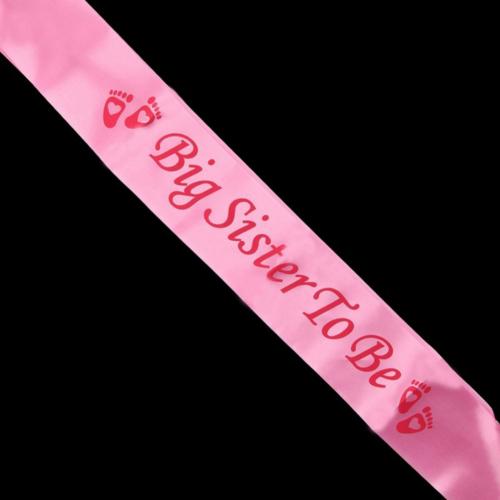 Baby Shower Sash Party Decoration Mom To Be/Grandma/Auntie/Nanny/Big Sister Sash Satin With Glitter Baby Shower Party Supplies: Pink Big Sister ToBe