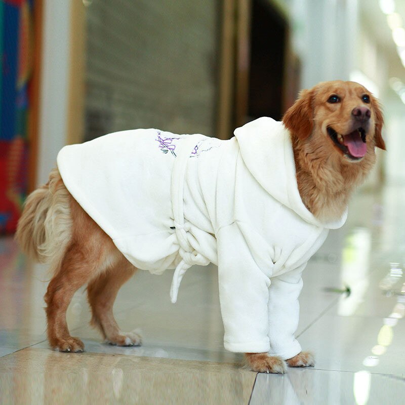 Broderi hundebadekåbe med hætte luksus blød hundepyjama hurtigtørrende og superabsorberende hundebadehåndklæde kæledyr nattøj: 38