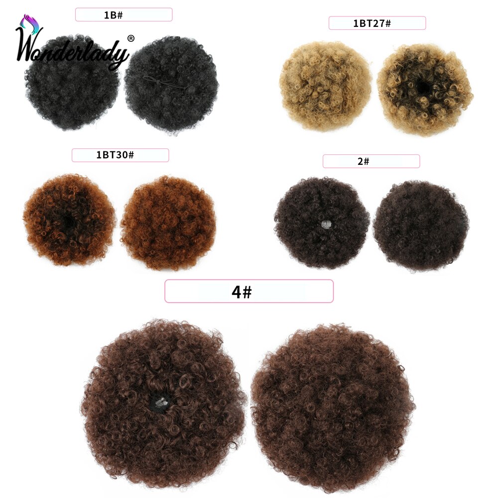 WonderLady Ombre Afro Ponytail Synthetic Puff Curly Chignon Drawstring Ponytail Hairpiece Hair Bun Extension Updo Short Large