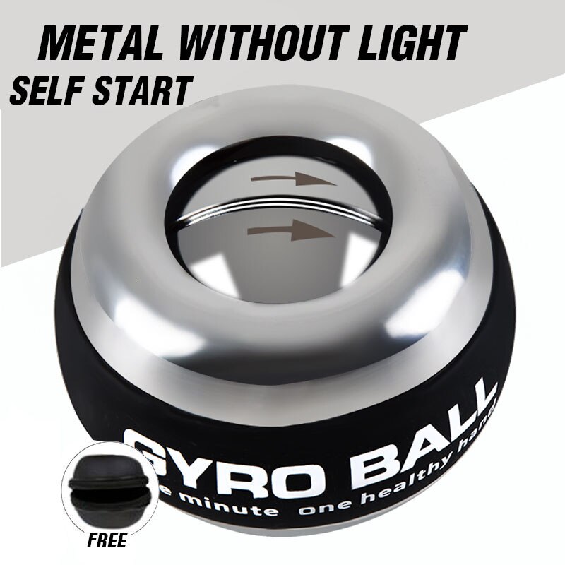 Rainbow LED Self Start Power Ball Gyro Mute Metal 100Kg Muscle Wrist Force Trainer Relax Gyroscope PowerBall Gym Exerciser: metal without light