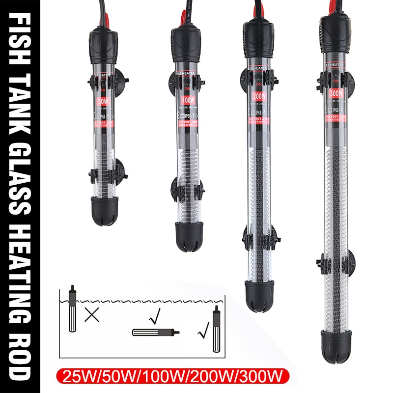 Aquarium Heater Submersible Tropical Heat Quartz Fish Tank Thermostat 25-300W For Aquarium Supplies