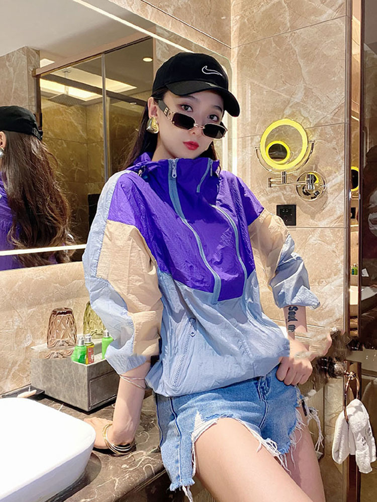 Women Hooded Outerwear Casual Loose Long Sleeve Zipper Jacket Summer Korean Style Streetwear Coat