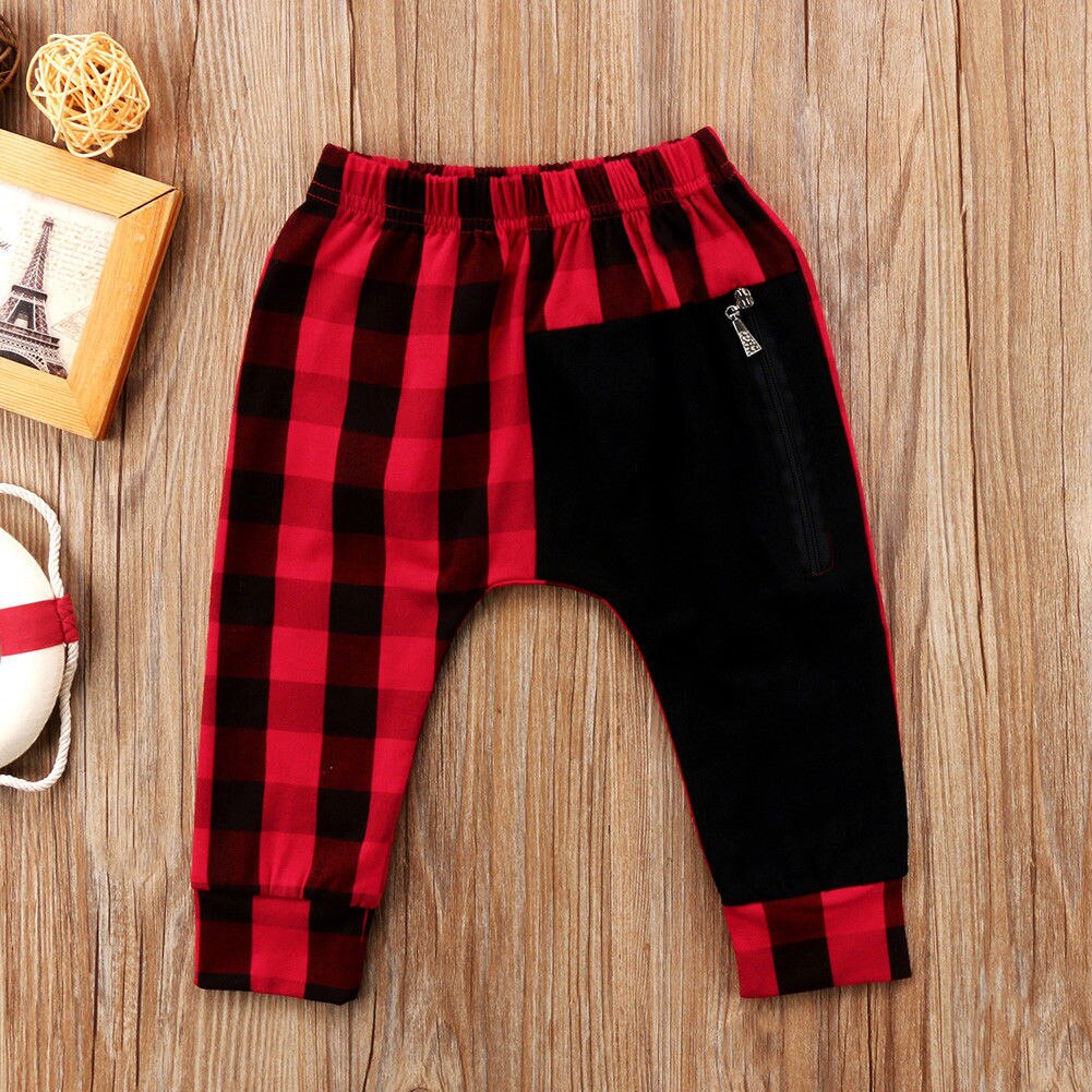 Spring Autumn 1-6 Year Children Baby Boy Pants Toddler Kids Boys Casual Harem Pants Plaid Bottom Trousers