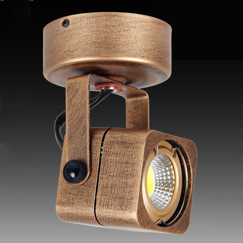 Retro LED Surface-Mounted Holofotes, Europeu e Americano Sala, TV Fundo, Luzes de parede, Loja de roupas, Track Lights