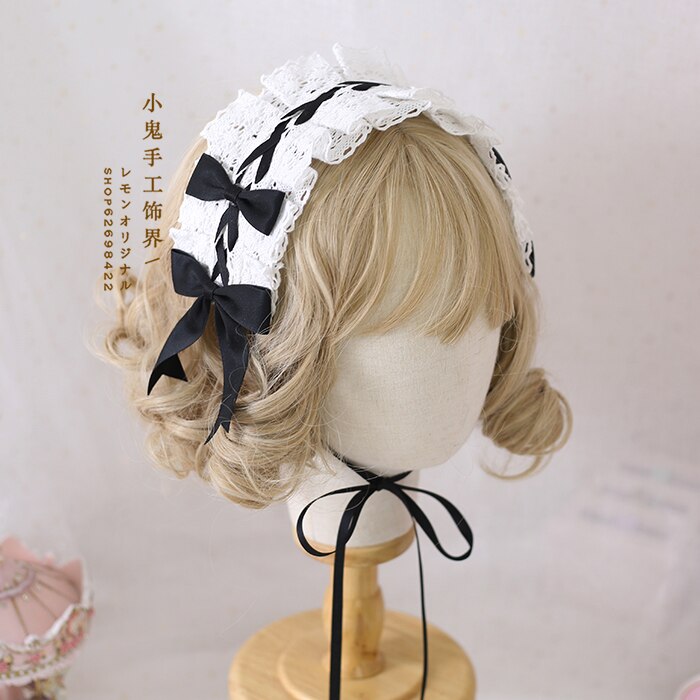 Mignon bébé dentelle nœud papillon Lolita bandeau cheveux multicolore pince à cheveux japonais doux soeur KC bandeau cheveux accessoires Cosplay: 01