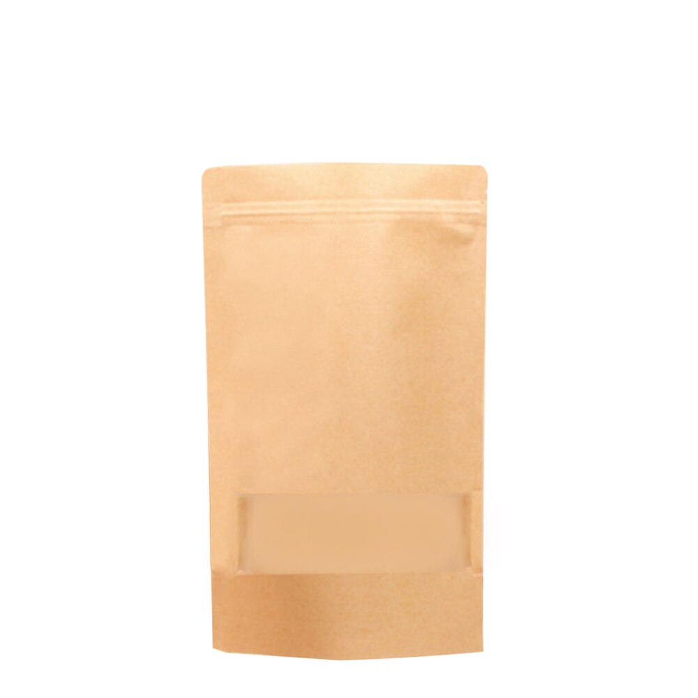 50Pcs/Set Kraft Zip Lock Stand Bags Tea Coffee Bean Candy Food Storage Pouch organizador cocina emballage cadeau Candy Paper bag: Yellow 12cm x 20cm