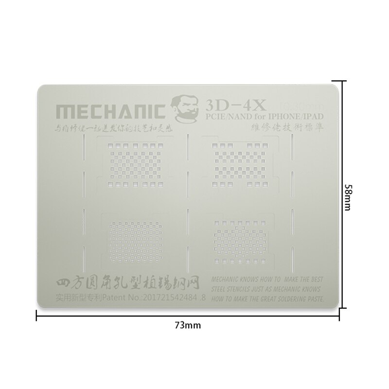 Mekaniker 3d bga reballing stencil för ipad iphone xr/xs/x /8/7/6s/6/5 hårddisk nand pcie planteringsplåt mall lödnät