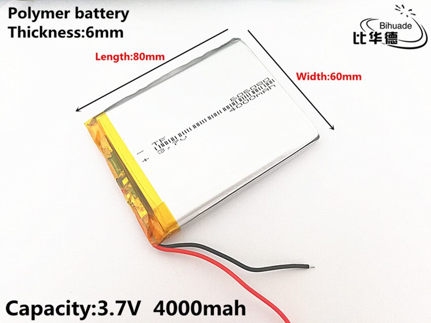 10 pz/lotto 3.7V,4000mAH,606080 batteria agli ioni di litio polimero/Li-ione per 7 pollici tavoletta PC batteria tesoro di ricarica fai da te