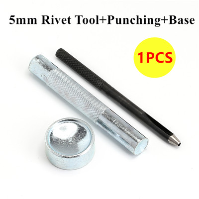 100 stk 5mm rund dobbel hette nagle av metall stud kollisjon spiker metall pigg stein leathercraft skoveske belte plagg armbånd: 1 stk verktøy