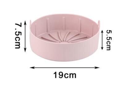 Airfryer Siliconen Pot Oven Bakplaat Gebakken Pizza Kip Mand Mat Ronde Vierkante Replacemen Air Friteuses Grill Pan Accessoires: Pink 19cm