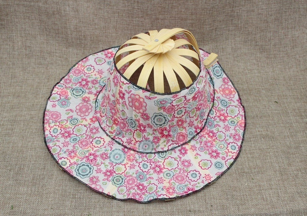 Gorra de viaje plegable para mujer y niña, gorro de tela Floral, de bambú, para verano