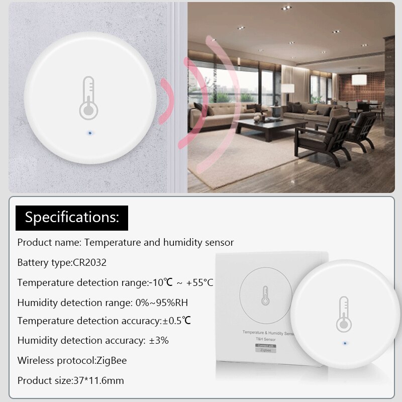 5Pcs Tuya ZigBee Smart Temperature And Humidity Sensor Battery Powered Work With Zigbee Hub Voice Control For Alexa Google Home