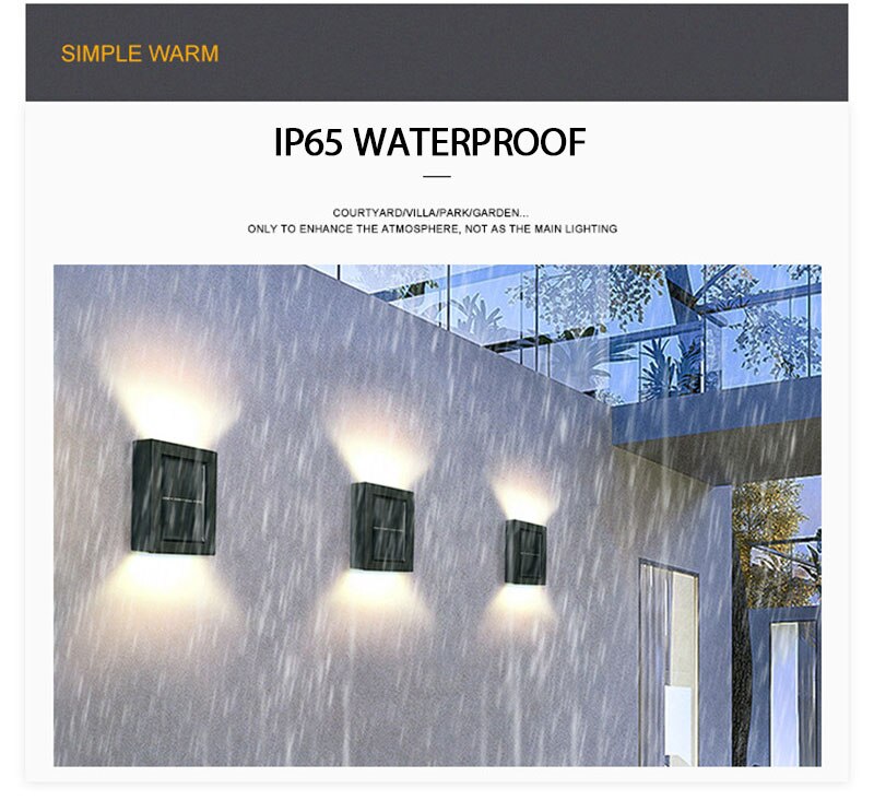 2Pc Solar Wandlamp Buiten Tuin Huishoudelijke Waterdichte Wandlamp Licht Up En Down Tuin Decoratieve Wandlamp