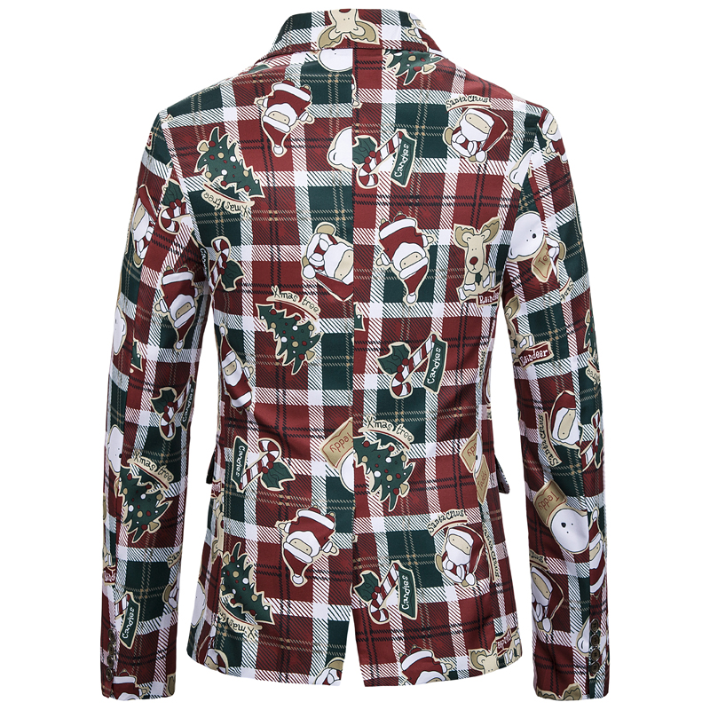 Kerst Kleding Mannen Blazers Causale Afdrukken Kerstman Etentje Blazers Slim Fit Plus Size Sneeuwpoppen Snoep Jassen