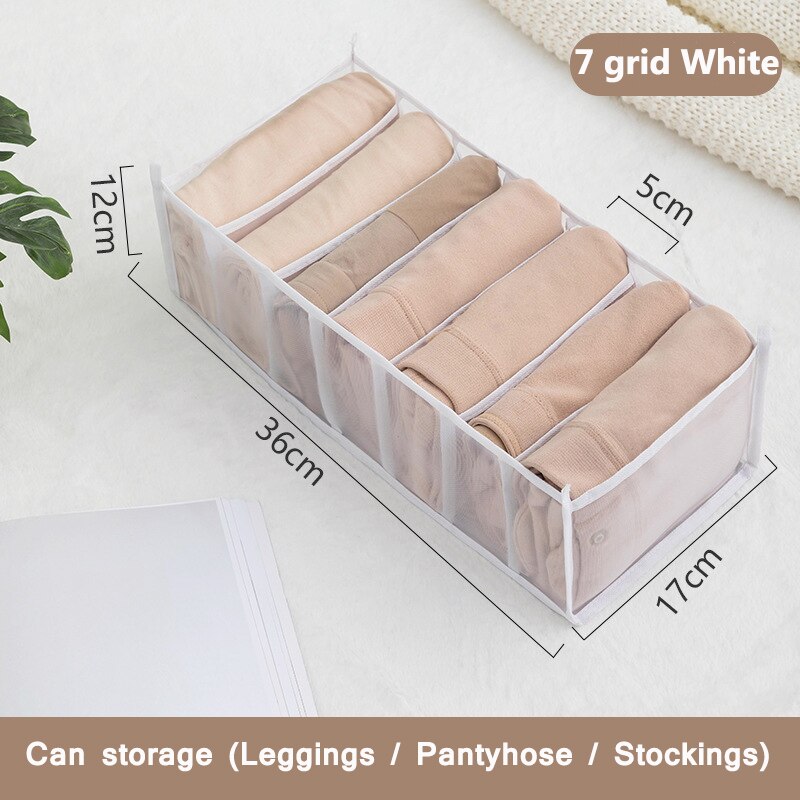 Clothes Organizer Wardrobe Clothes Storage Box Organizer Box Socks Underwears Bras Storage Compartments Jeans Storage Box: 7 Grid 36x17x12White