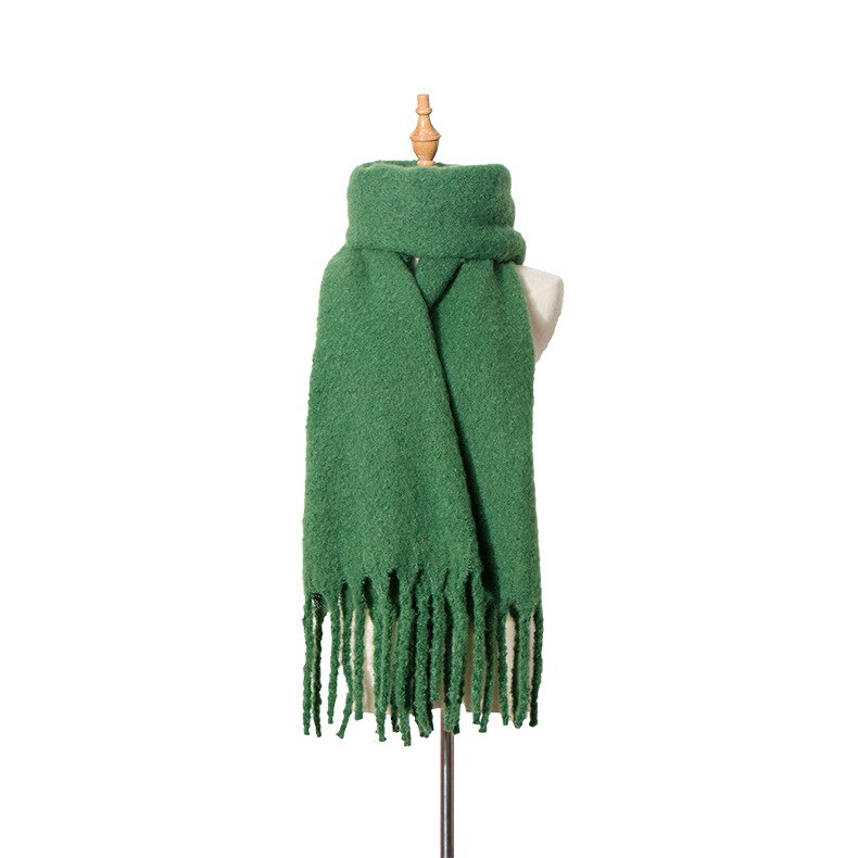 Warme Schals Herbst Und Winter Neue Stil Grob Tassled Kreis Sand Einfarbig Schal Schal von Dicken Schal Schal: Grün