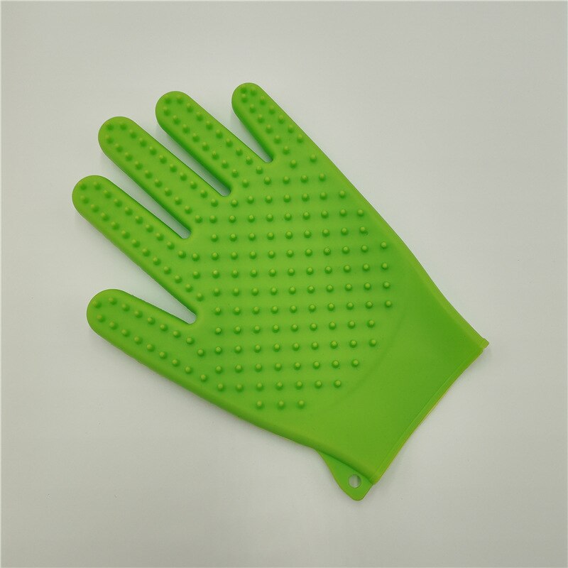 1 unidad de guantes de silicona para mascotas de doble cara guantes de limpieza de baño para perros masaje peine de pelo para belleza cepillo para quitar el pelo guante de cepillo de baño: Green 1 piece