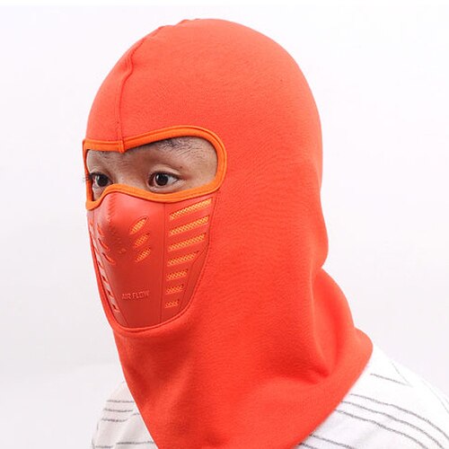 Gorro deportivo de invierno para hombre y mujer, gorros térmicos de lana, bufanda, calentador, a prueba de viento, para correr, esquiar y montar en bicicleta: Orange