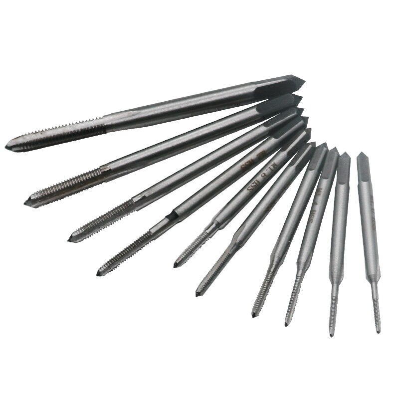 10 unids/set herramientas de mano machuelo alambre roscado/grifos/ataque M1 M1.2 M1.4 M1.6 M1.7 M1.8 M2 M 2,5 M 3 M3.5