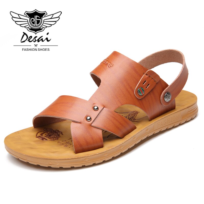 Zomer Sandalen mannen Dagelijks Comfort Tweeërlei gebruik Slippers Casual Jeugd antislip Sandalen Slippers Mode Trend schoenen Man Bruin