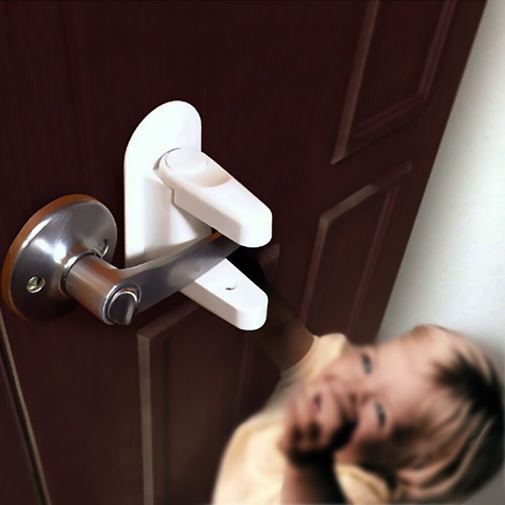 Plastic Kids Safety Door Lever Lock Protection Doors Handles Security Latch Baby door handle safety lock Practical Home Supplies
