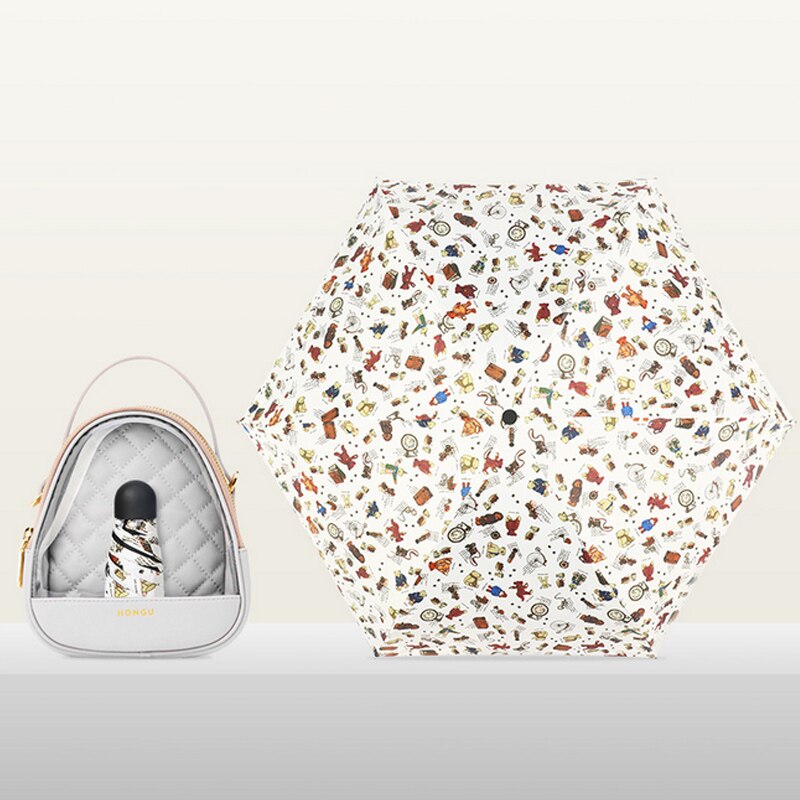 18cm Ultralight Mini Sunshade Umbrella Pocket Umbrella Black Plastic Sunscreen And UV Protection Female Folding Sun Umbrella: G20211373 Q