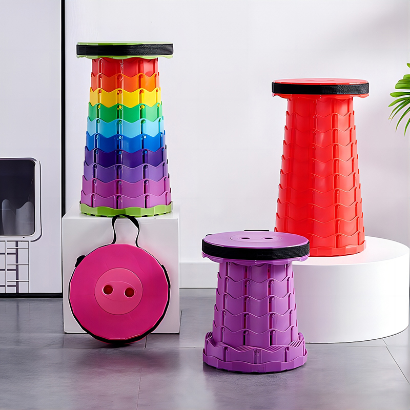 Silla de acordeón plegable redonda portátil, ajuste de altura, herramienta Simple, Columpio de elefante, cola de patio de juegos, 1Pc