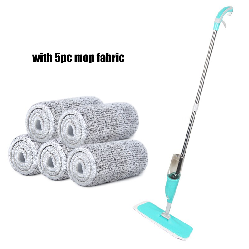 Spray Mop Magic Clean Mop Windows Wooden Floor Ceramic Tile Automatic Home kitchen Bathroom Cleaning Tools Household: Blue-5cloth
