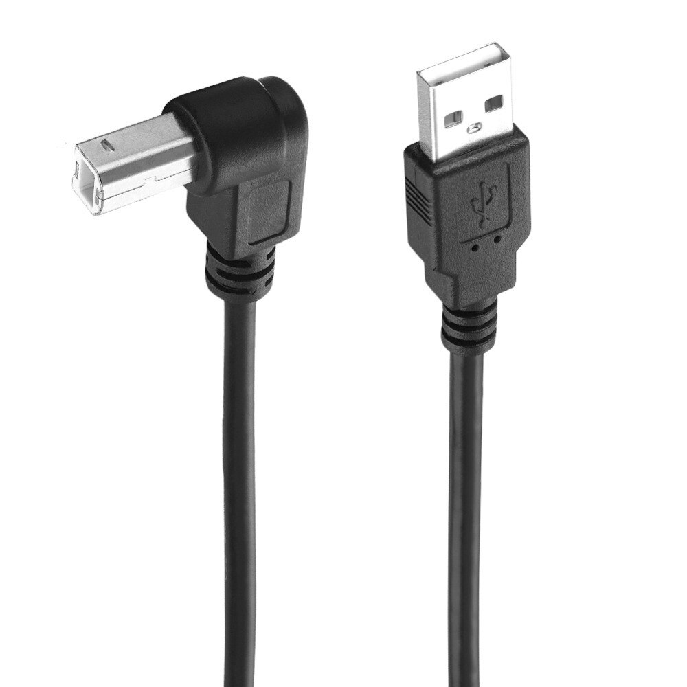 Bochara 90 Graden Usb 2.0 Printer Kabel Type A Male Naar B Male Folie + Gevlochten Afgeschermde 30 Cm 50 Cm 1 M 1.5 M 1.8 M 3 M 5 M